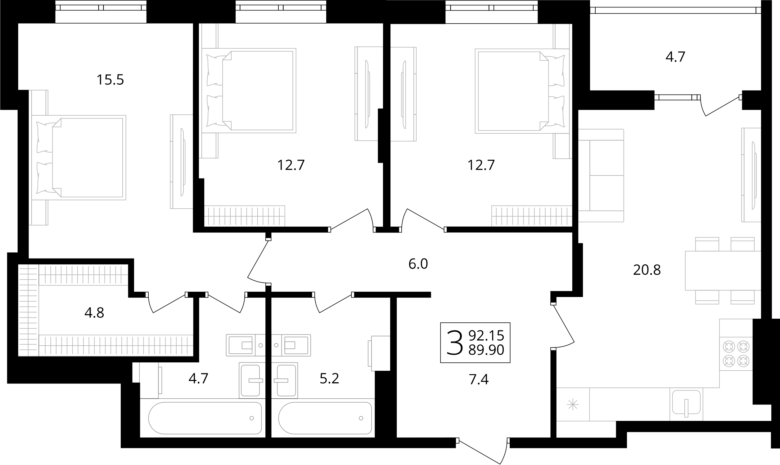 3-КОМНАТНАЯ